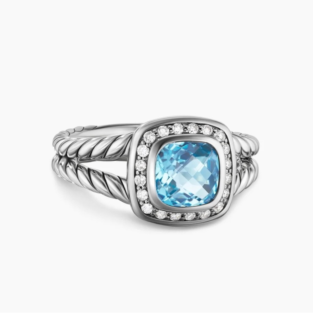 David Yurman Albion ring, blue topaz 7mm, size 6